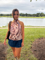 Wild at Heart Halter — Cream/Brown Animal Print