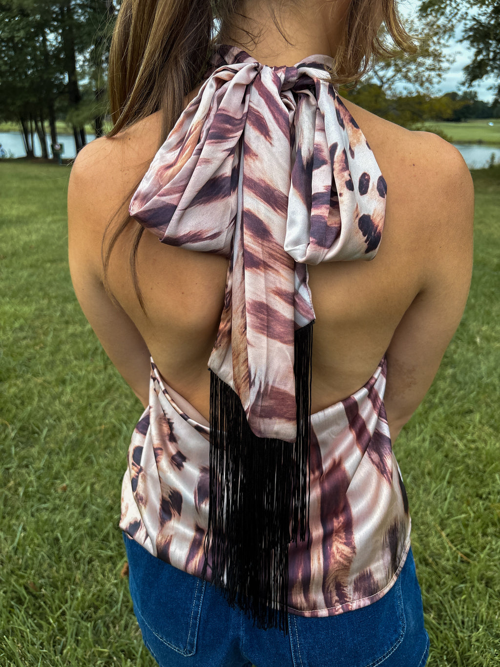 Wild at Heart Halter — Cream/Brown Animal Print