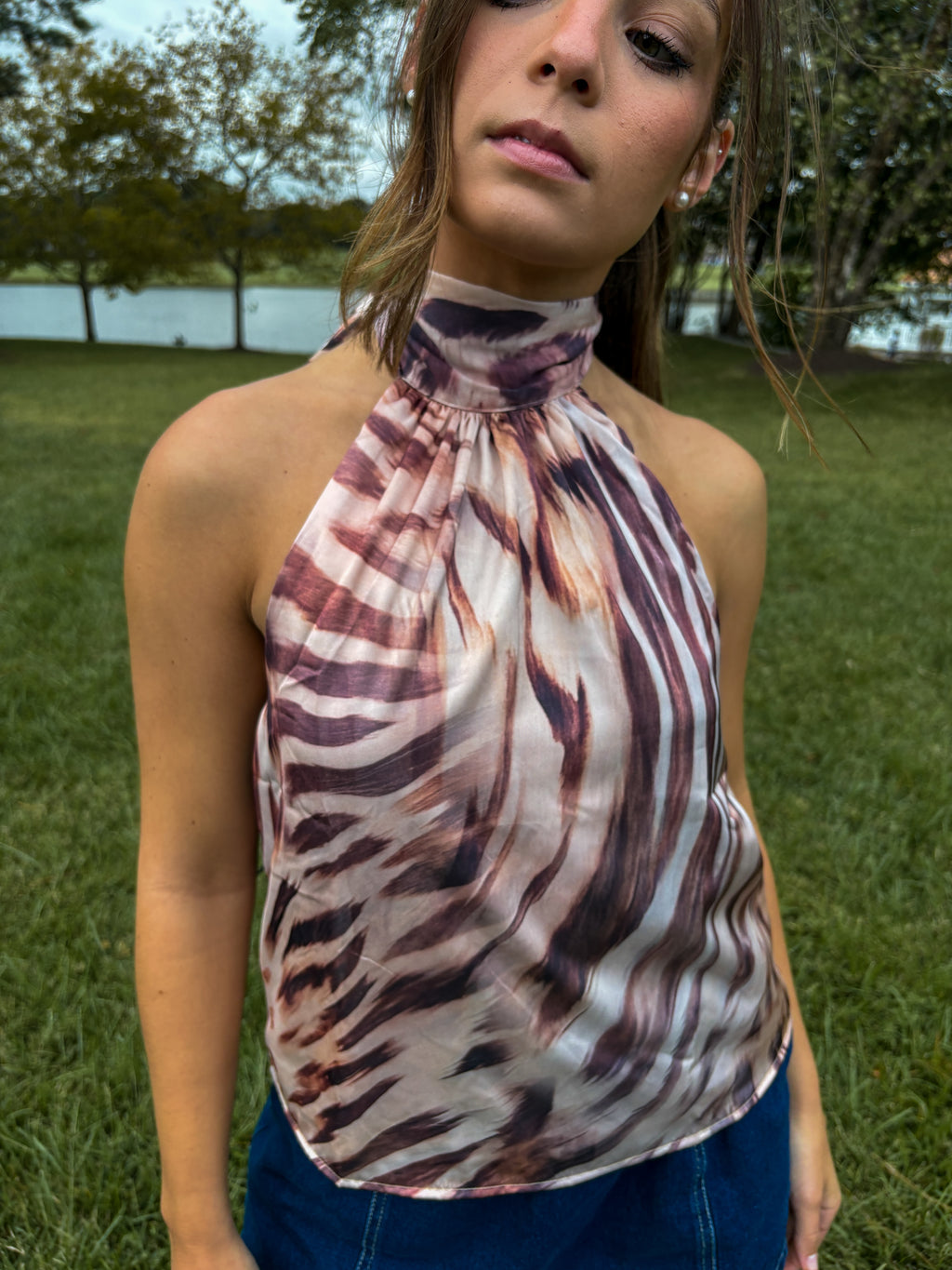 Wild at Heart Halter — Cream/Brown Animal Print