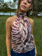 Wild at Heart Halter — Cream/Brown Animal Print