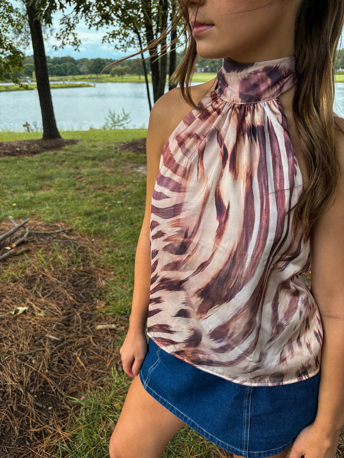 Wild at Heart Halter — Cream/Brown Animal Print