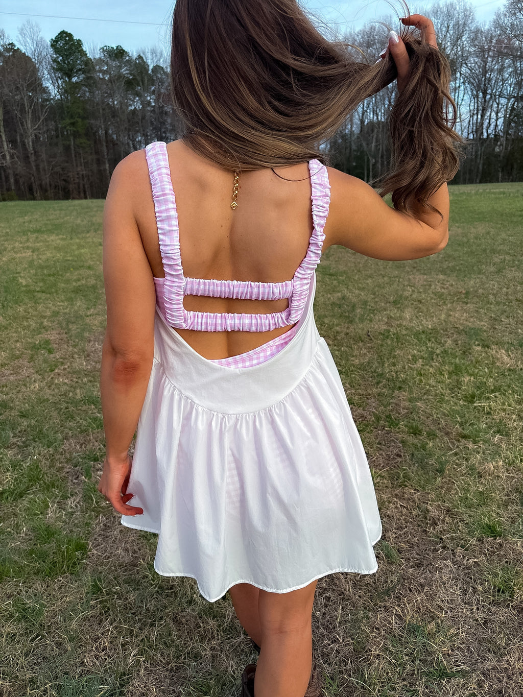 Sweet Escape Dress — Pink/White Gingham
