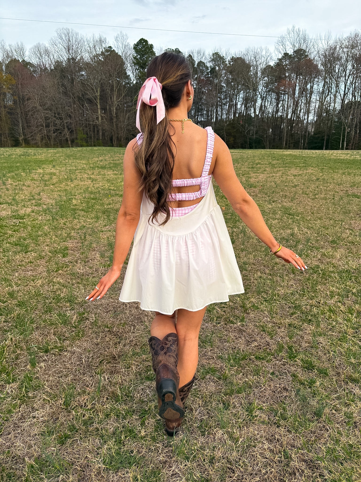 Sweet Escape Dress — Pink/White Gingham