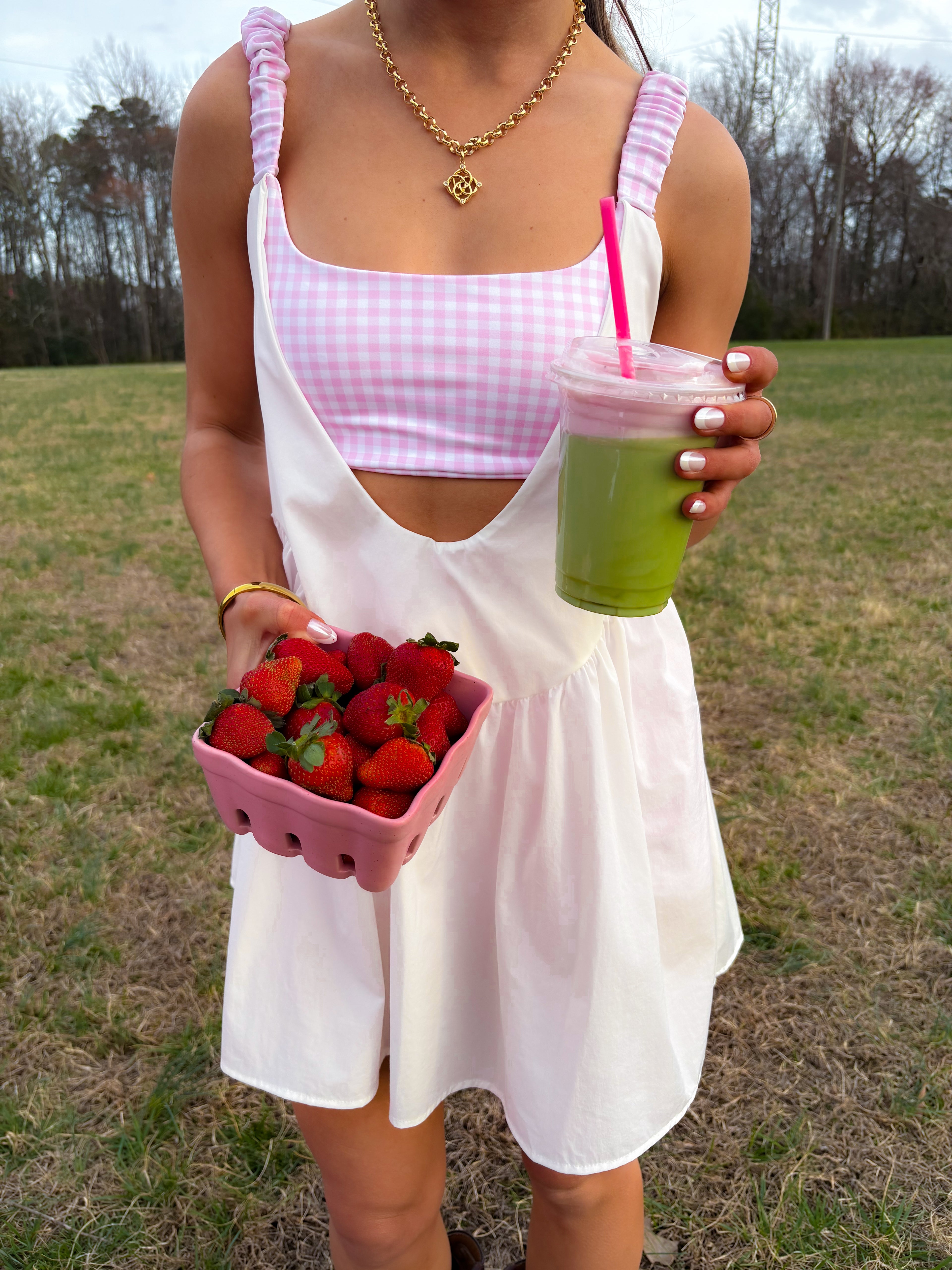 Sweet Escape Dress — Pink/White Gingham
