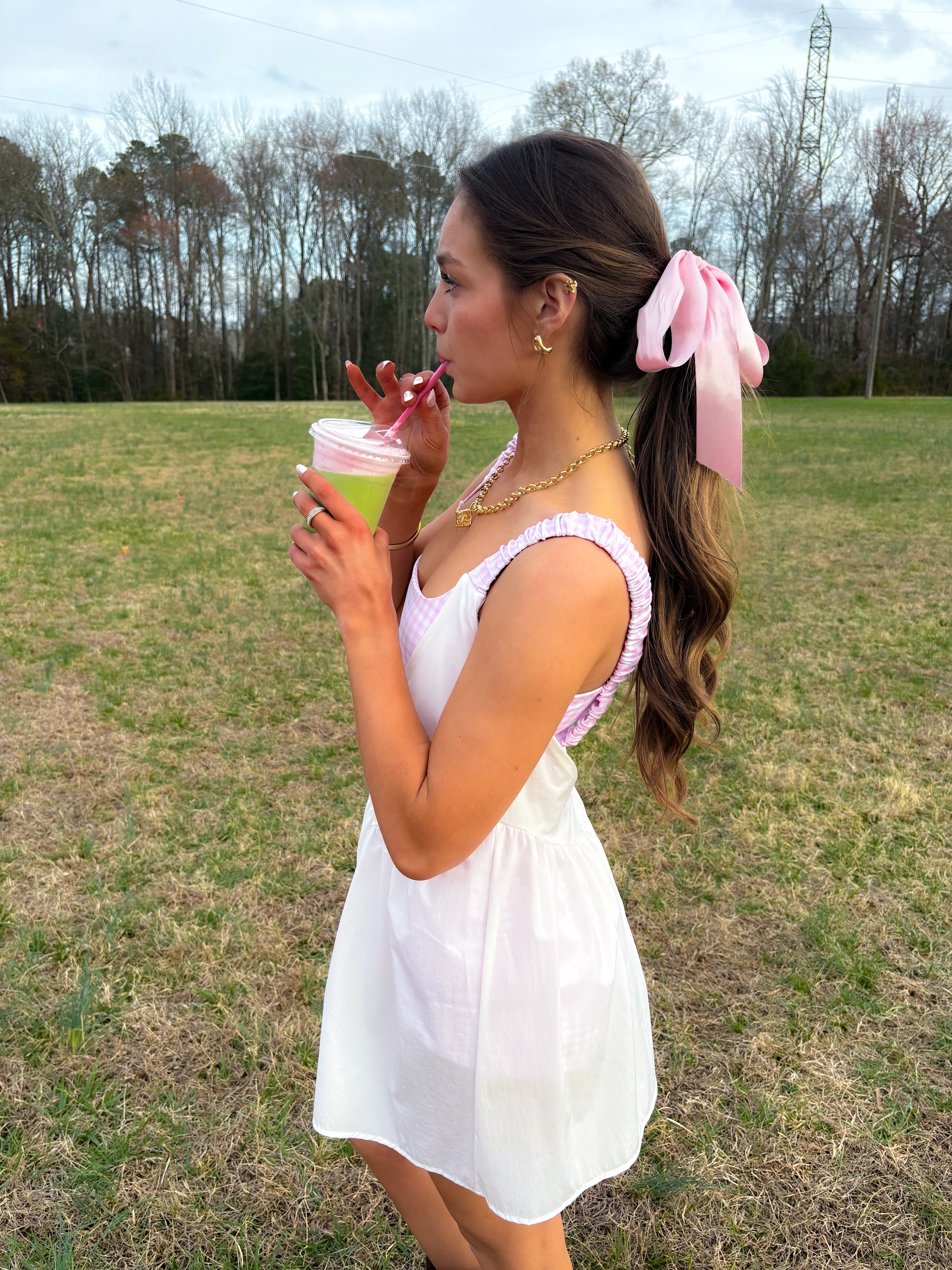 Sweet Escape Dress — Pink/White Gingham