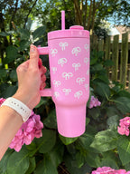 Pink Bows Insulated 40oz Tumbler with Straw