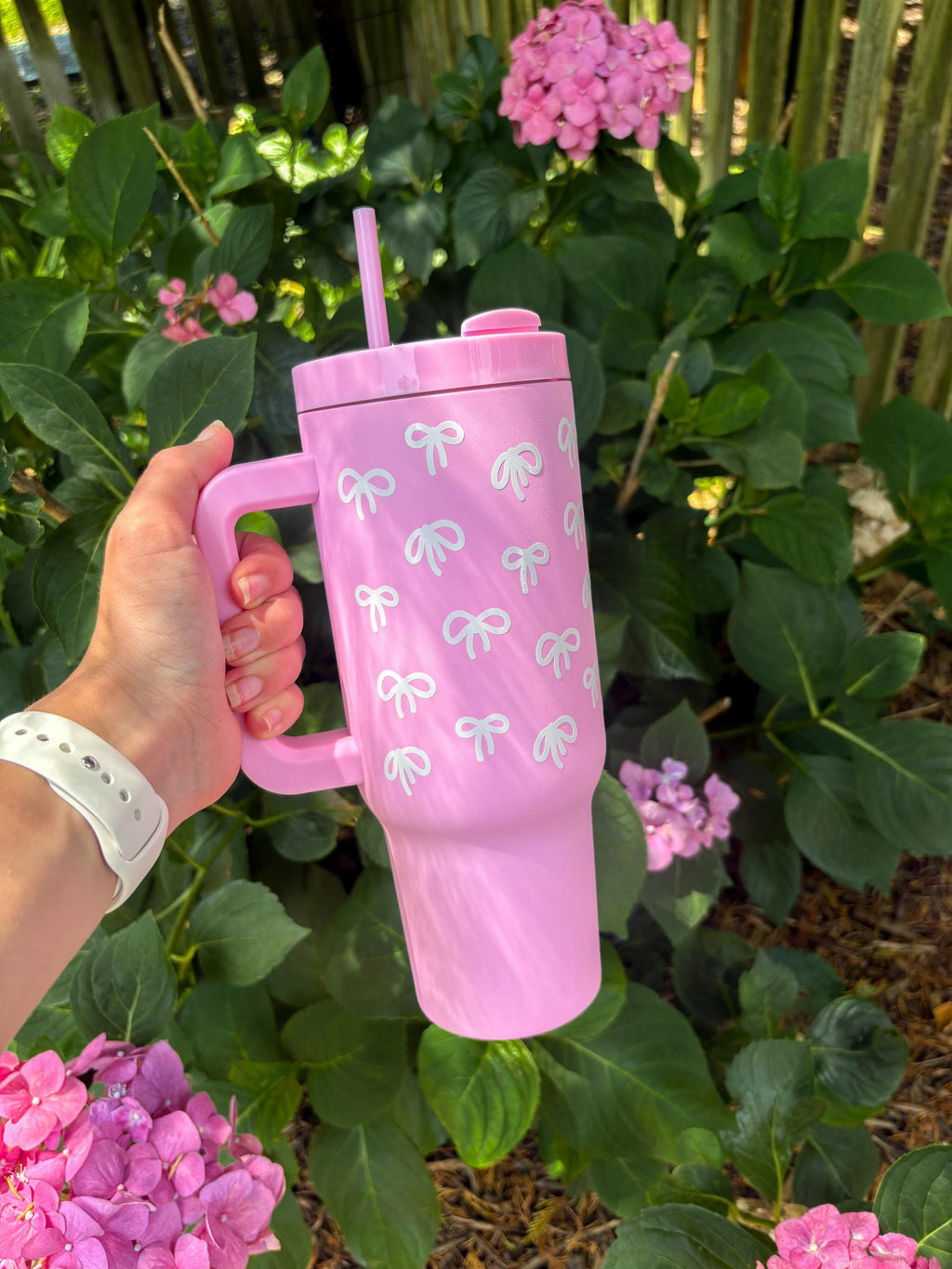 Pink Bows Insulated 40oz Tumbler with Straw