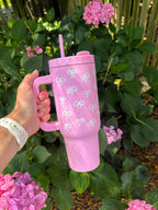 Pink Bows Insulated 40oz Tumbler with Straw