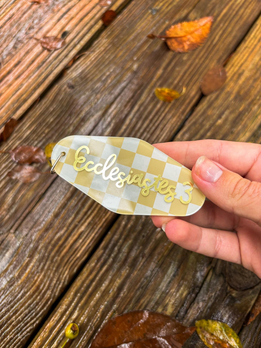 Ecclesiastes 3 Acrylic Checkered Retro Motel Keychain
