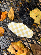 Pumpkin Spice Girl Acrylic Checkered Motel Keychain