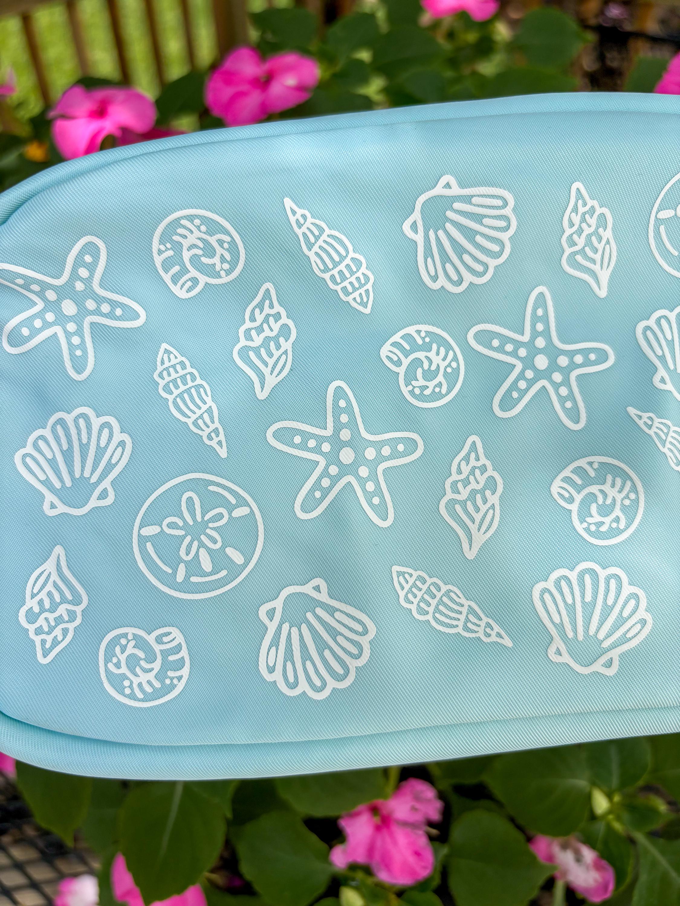 Seashell Blue Nylon Cosmetic Bag