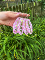 Pink Acrylic Retro Motel Checkered Bible Verse Keychain