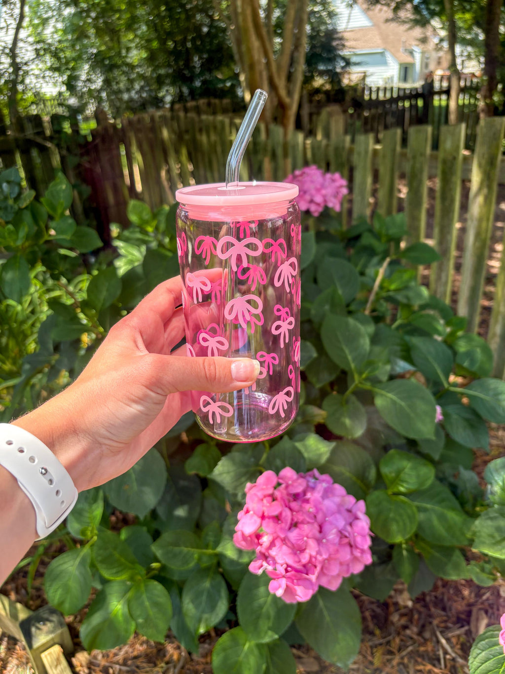 Pink Bow Iced Coffee Cup