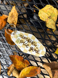 Pumpkin Spice Girl Acrylic Checkered Motel Keychain